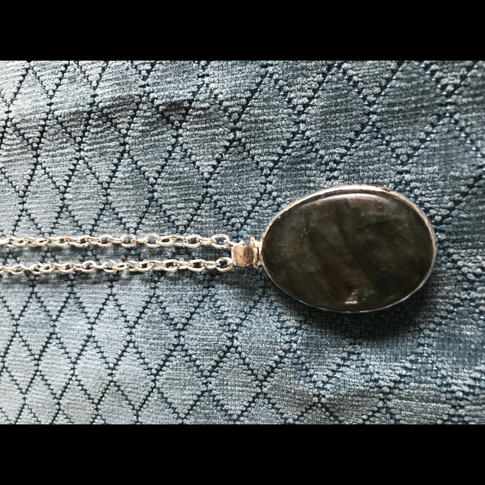 Stella and Dot long silver stone necklace